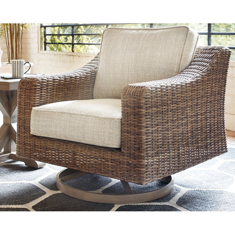 Beachcrest Home Danny Swivel Patio Chair with Cushions Reviews Wayfair